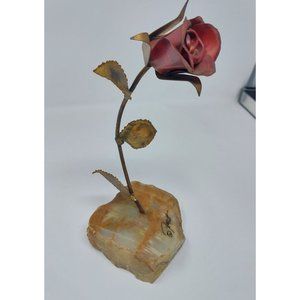 Mid Century Vintage Demott Brass Sculpture Rose